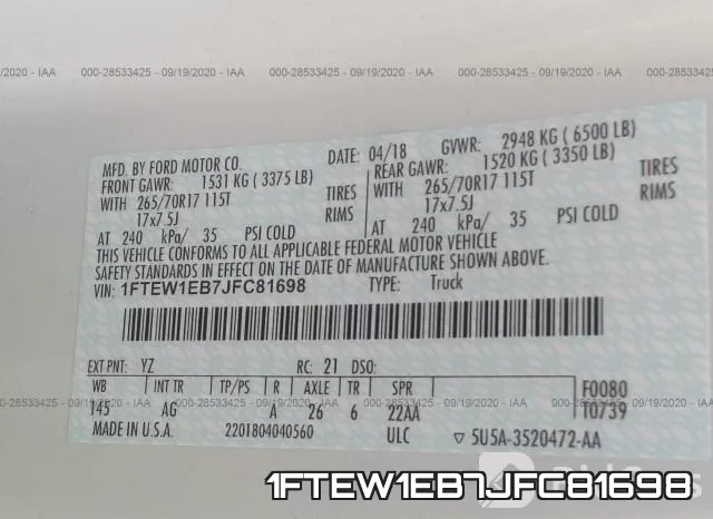 1FTEW1EB7JFC81698 фото 10