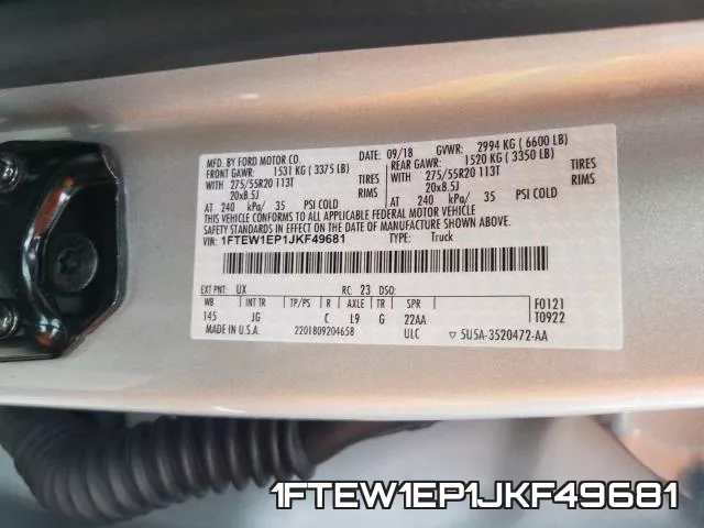 1FTEW1EP1JKF49681 фото 2