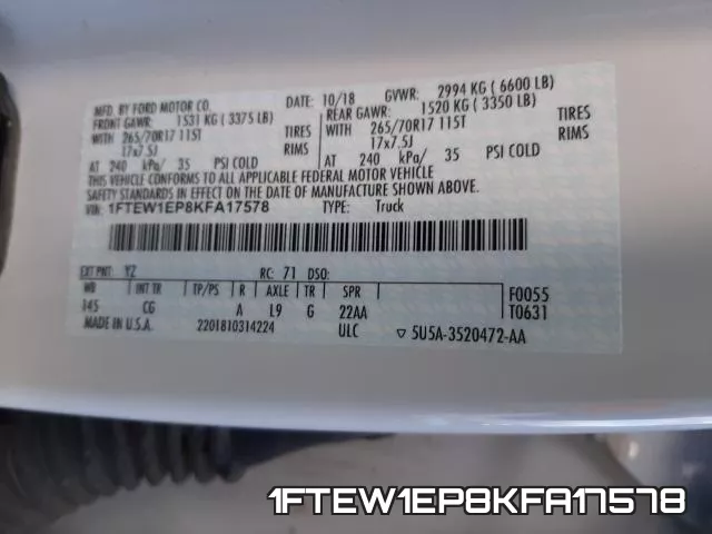 1FTEW1EP8KFA17578 фото 2