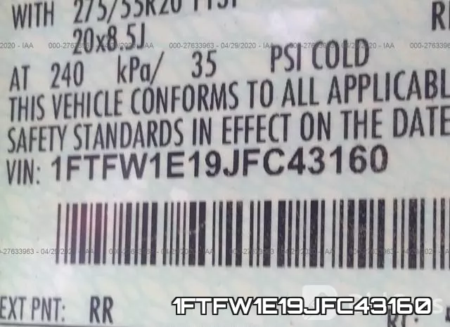 1FTFW1E19JFC43160 фото 10
