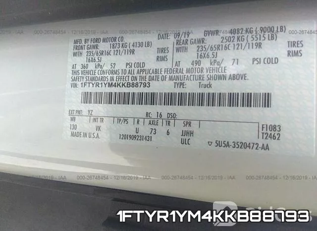 1FTYR1YM4KKB88793 фото 10