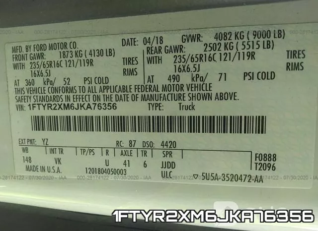 1FTYR2XM6JKA76356 фото 9