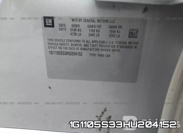 1G1105S33HU204152 фото 10