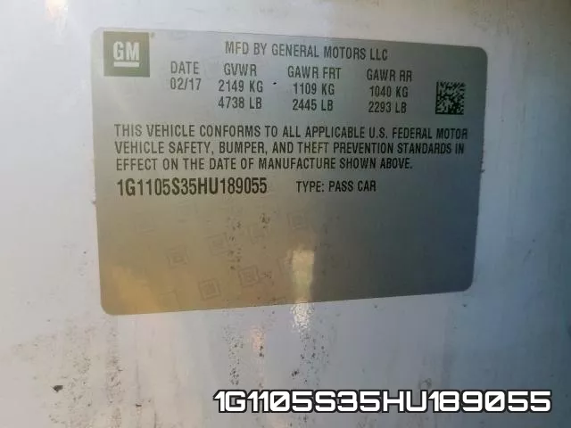 1G1105S35HU189055 фото 2