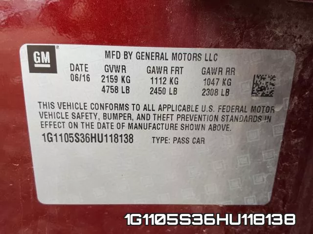 1G1105S36HU118138 фото 2