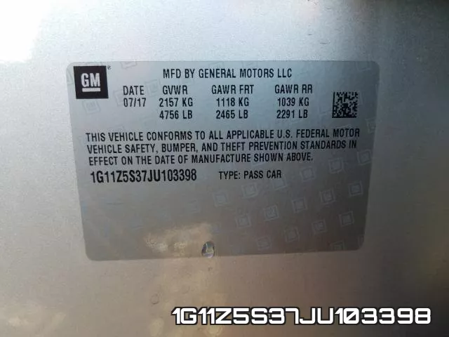 1G11Z5S37JU103398 фото 2