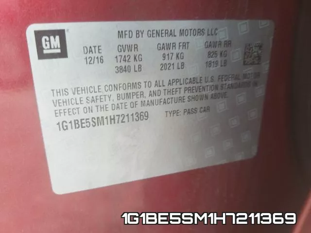 1G1BE5SM1H7211369 фото 2
