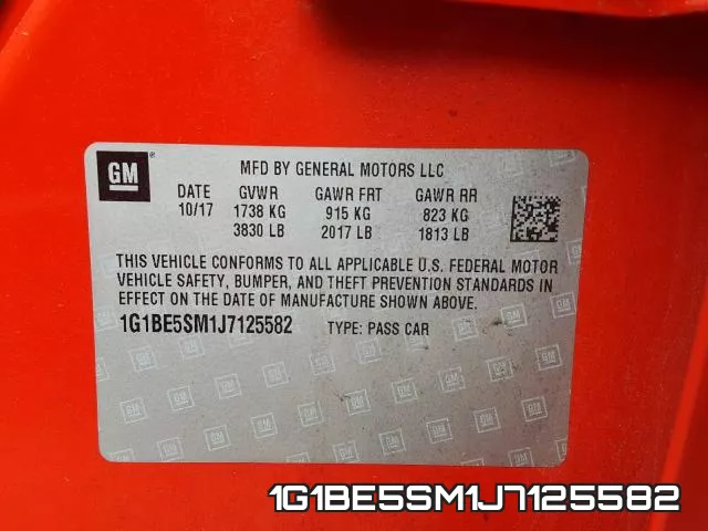 1G1BE5SM1J7125582 фото 2