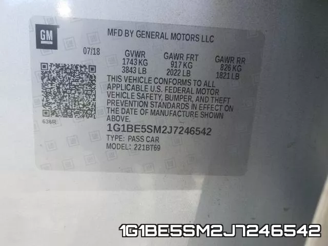 1G1BE5SM2J7246542 фото 2