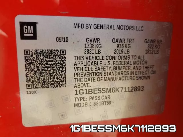 1G1BE5SM6K7112893 фото 2