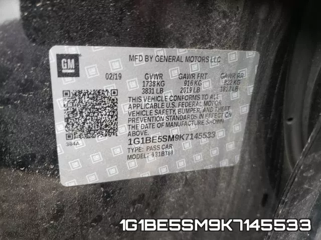 1G1BE5SM9K7145533 фото 2