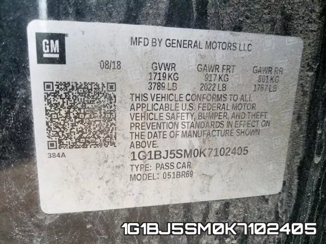 1G1BJ5SM0K7102405 фото 2