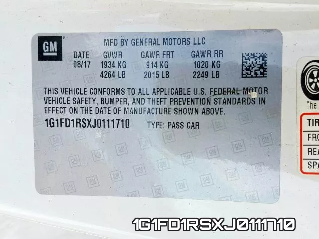 1G1FD1RSXJ0111710 фото 2