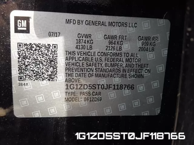 1G1ZD5ST0JF118766 фото 2