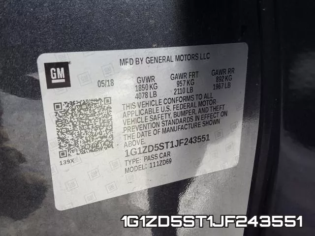 1G1ZD5ST1JF243551 фото 2