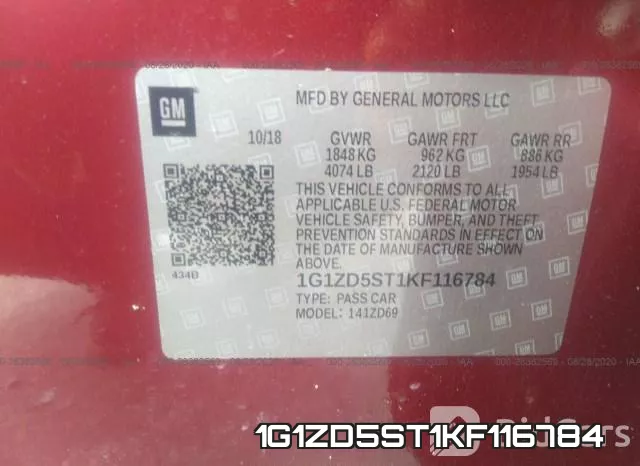 1G1ZD5ST1KF116784 фото 9