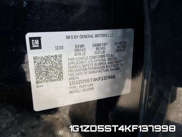 1G1ZD5ST4KF137998 фото 2
