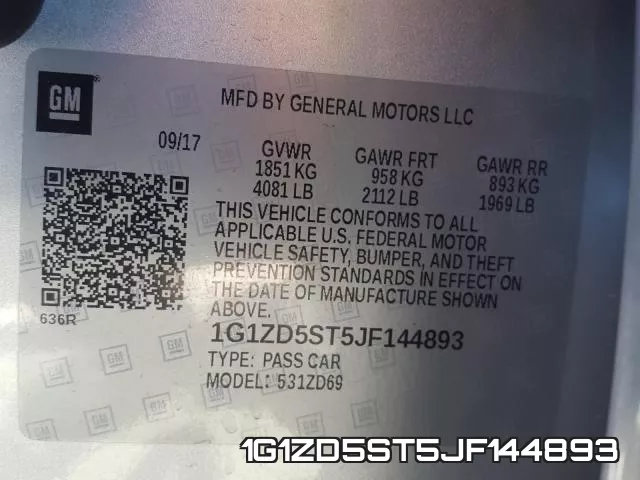 1G1ZD5ST5JF144893 фото 2