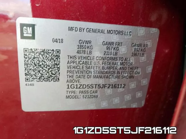 1G1ZD5ST5JF216112 фото 2