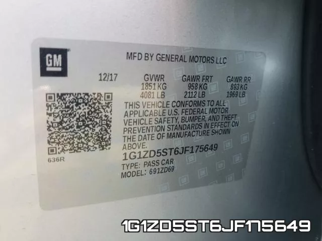 1G1ZD5ST6JF175649 фото 2