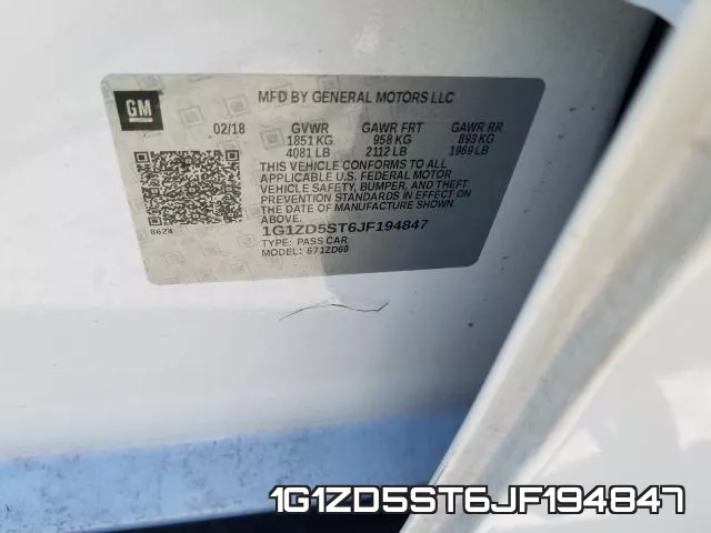 1G1ZD5ST6JF194847 фото 2