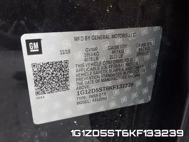 1G1ZD5ST6KF133239 фото 2