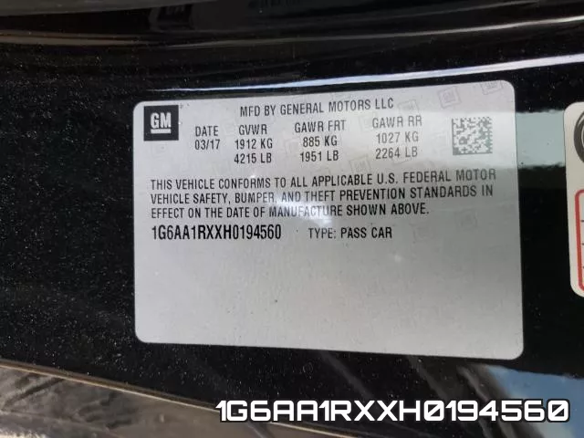 1G6AA1RXXH0194560 фото 2