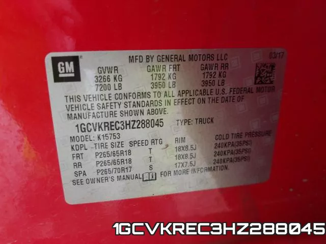 1GCVKREC3HZ288045 фото 2
