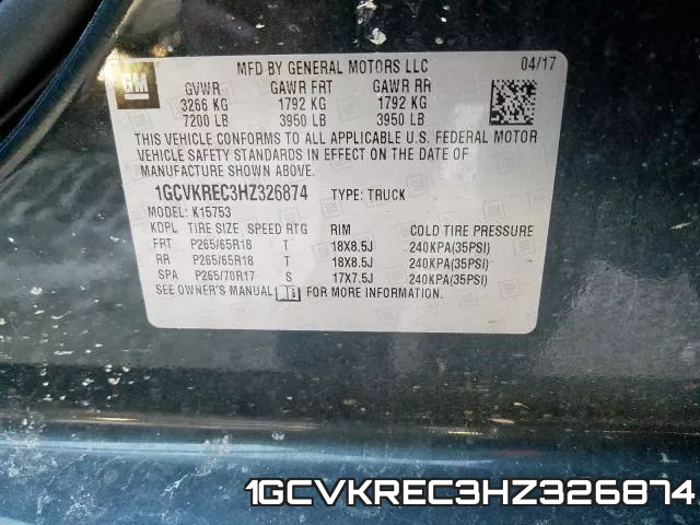 1GCVKREC3HZ326874 фото 2