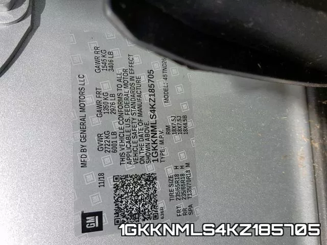 1GKKNMLS4KZ185705 фото 2