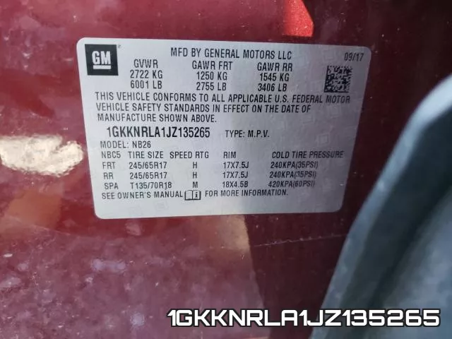 1GKKNRLA1JZ135265 фото 2