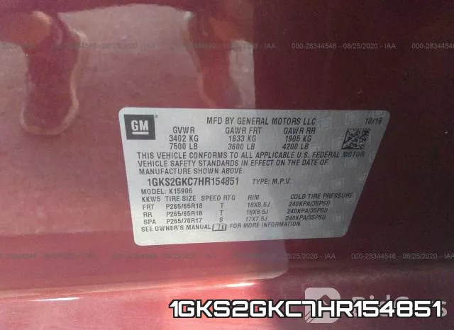 1GKS2GKC7HR154851 фото 9