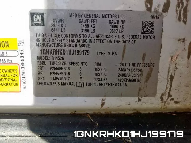 1GNKRHKD1HJ199179 фото 2