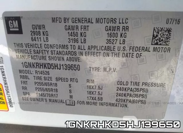 1GNKRHKD5HJ139650 фото 9