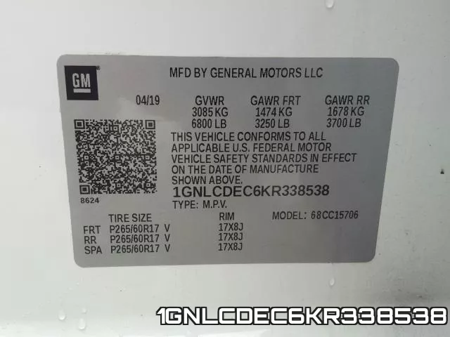 1GNLCDEC6KR338538 фото 2