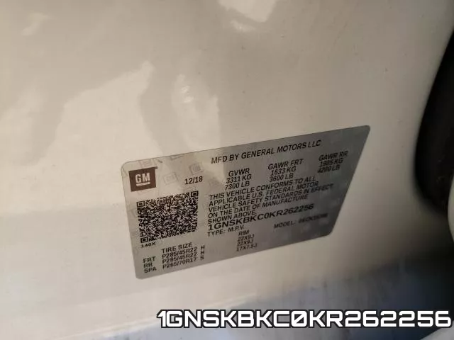 1GNSKBKC0KR262256 фото 2
