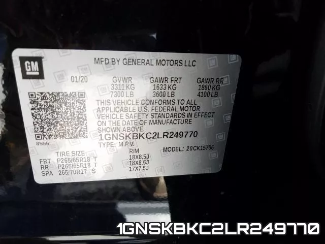 1GNSKBKC2LR249770 фото 2
