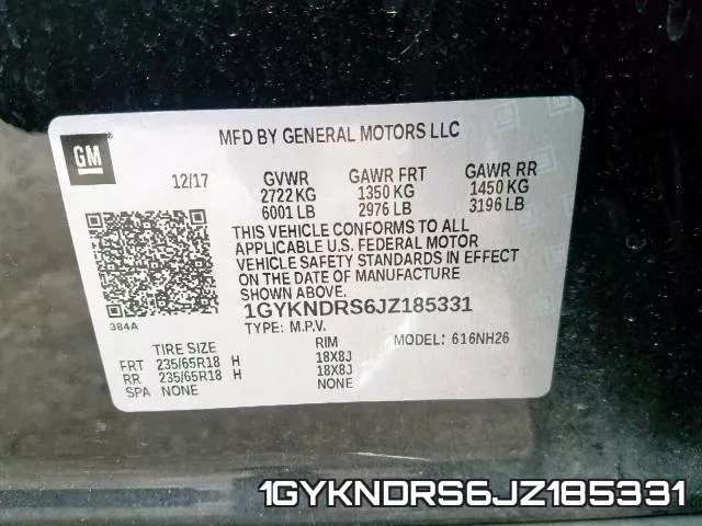 1GYKNDRS6JZ185331 фото 2