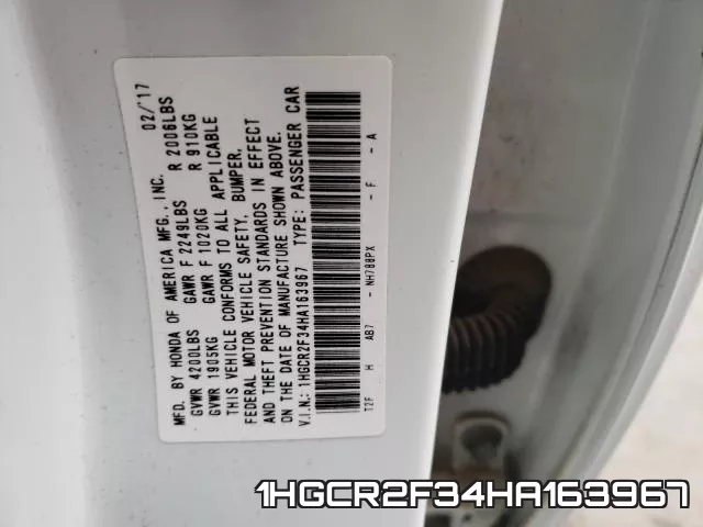 1HGCR2F34HA163967 фото 2