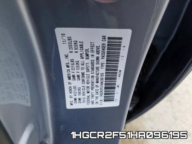 1HGCR2F51HA096195 фото 2