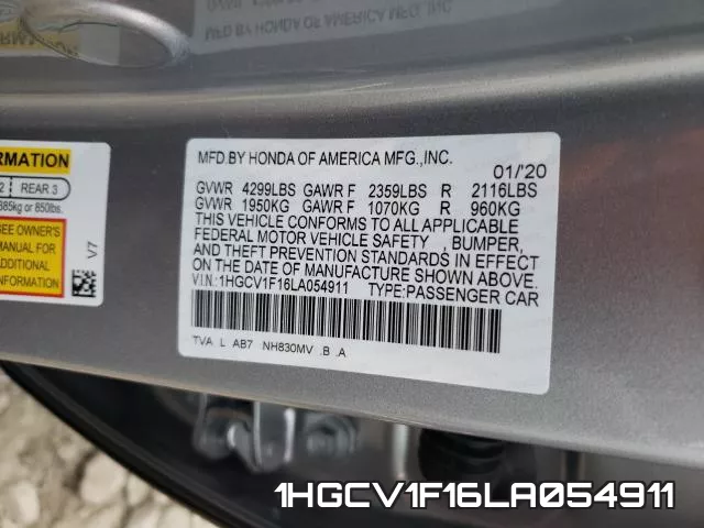 1HGCV1F16LA054911 фото 2