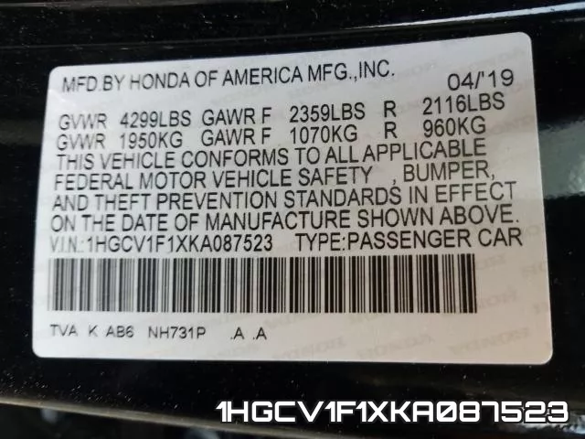 1HGCV1F1XKA087523 фото 2