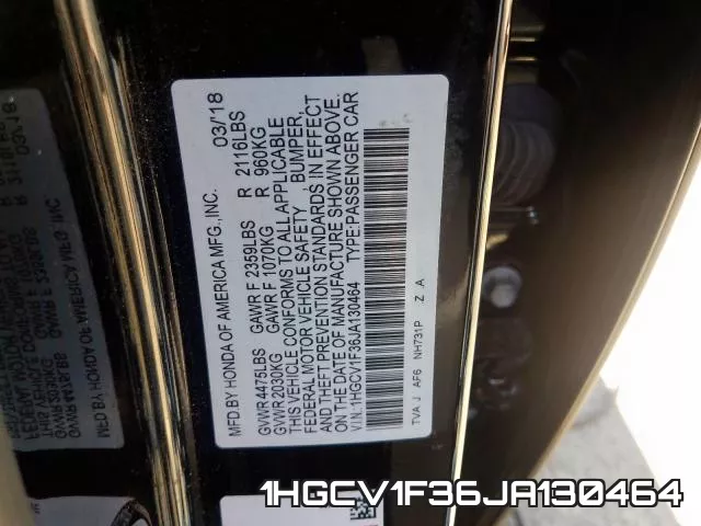 1HGCV1F36JA130464 фото 2
