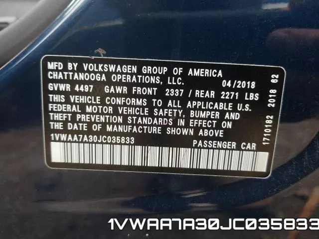 1VWAA7A30JC035833 фото 2