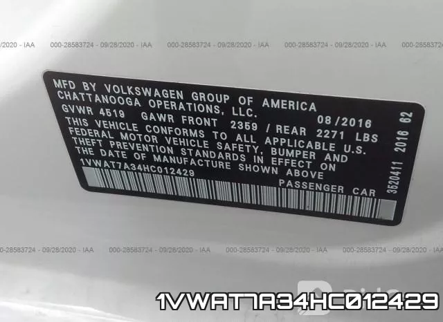 1VWAT7A34HC012429 фото 10