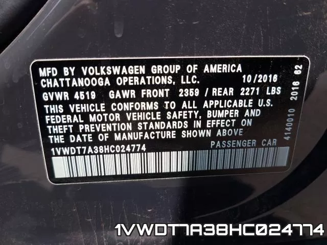 1VWDT7A38HC024774 фото 2