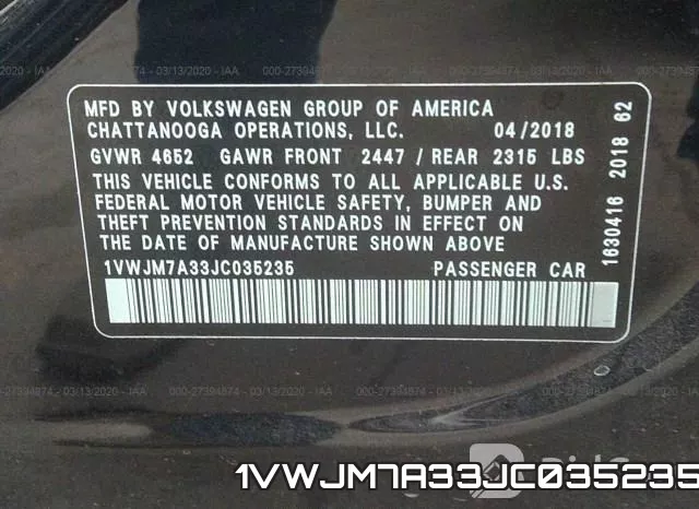 1VWJM7A33JC035235 фото 10