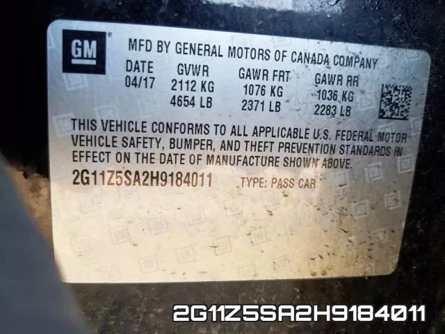 2G11Z5SA2H9184011 фото 2