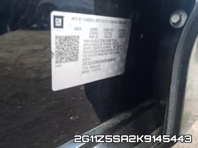 2G11Z5SA2K9145443 фото 2
