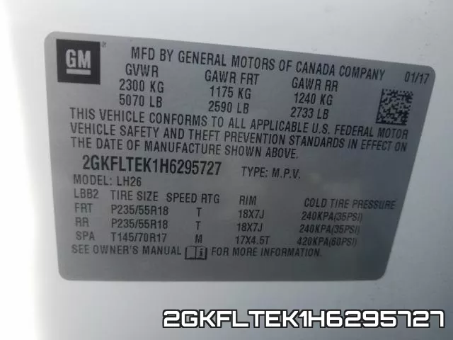 2GKFLTEK1H6295727 фото 2